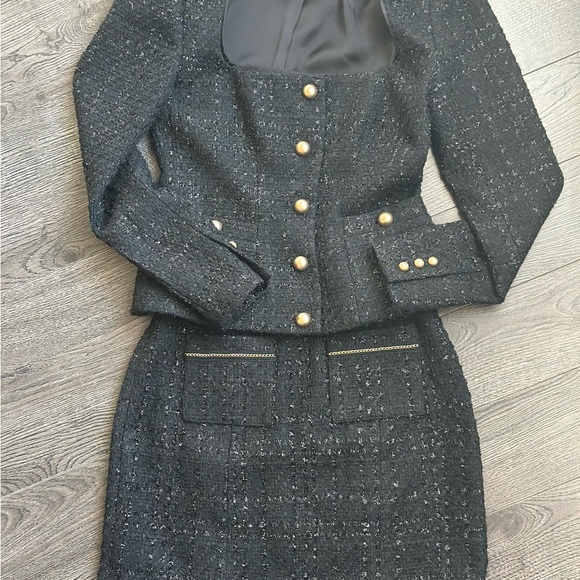L'Academie Black Tweed Jacket with Metallic Accents - Picture 1 of 5